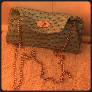 Light blue ostrich wallet crossbody purse